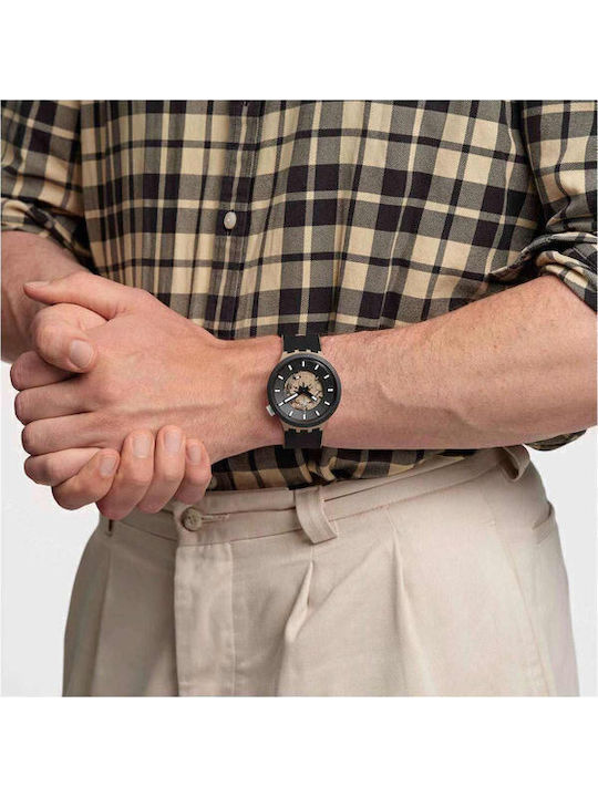 Swatch Unisex Ceas Bărbați 47mm Baterie Cu Curea Cauciuc Neagră