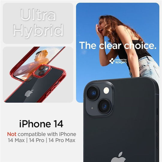 Spigen Ultra Hybrid Back Cover Plastic 2mm Red Crystal (iPhone 14)
