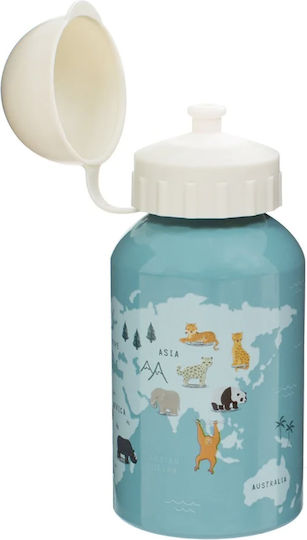 Sass & Belle Animals of the World Kids Water Bottle Aluminium Light Blue 300ml