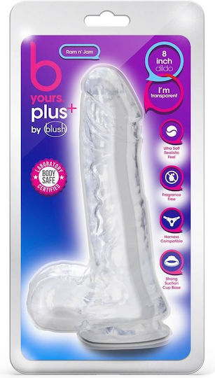 B Yours Plus Ram n’ Jam Realistisches Dildo mit Hoden und Saugnapf Clear 20cm