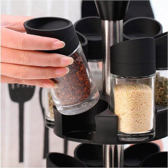 Plastic Tabletop Rotating Spice Rack PV-12 Black 12pcs