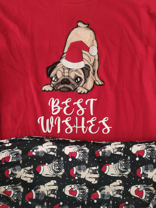 MEI Best Wishes Men's Winter Pajamas Set Red