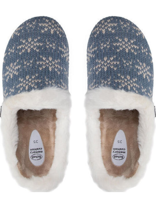 Creamy Winter Women's Slippers with Fur Blue