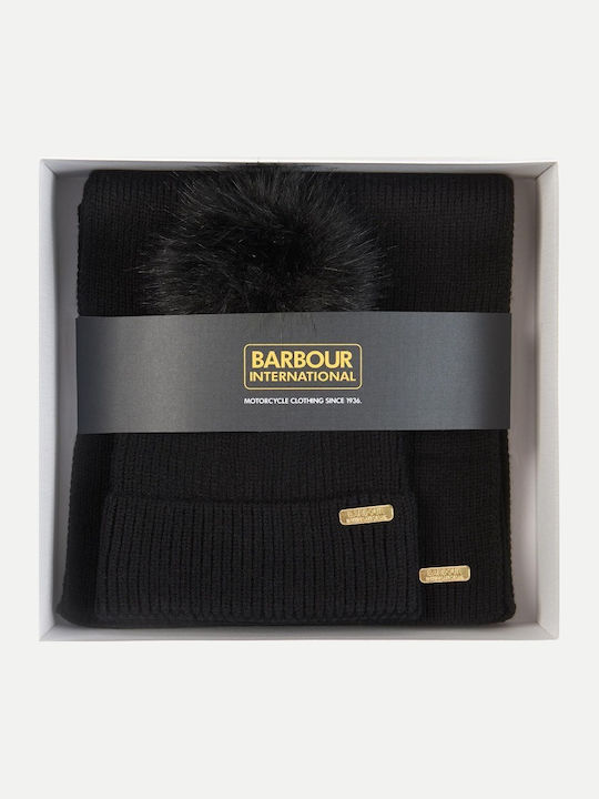 Frauen Set mit Beanie Gestrickt in Schwarz Farbe