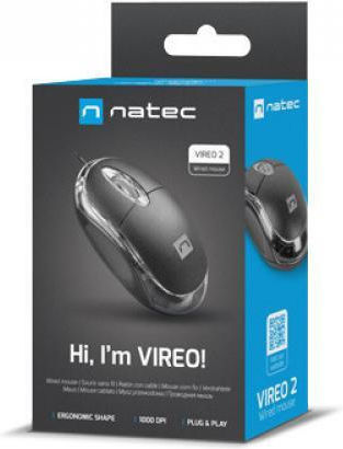 Natec Vireo 2 Ενσύρματο Mini Ποντίκι Μαύρο