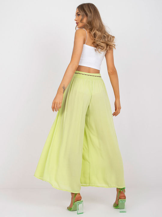 Och Bella Women's High-waisted Fabric Trousers Lime