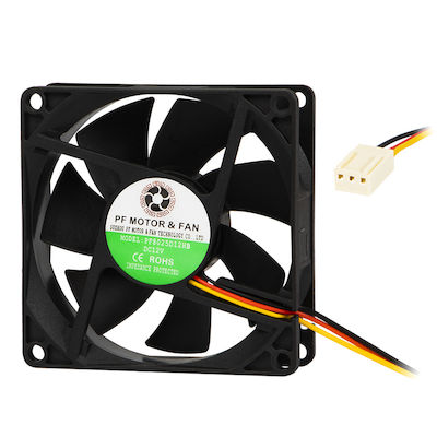 Ανεμιστήρας 80x80x25mm 12V 3W με Ρουλεμάν (FAN-609)