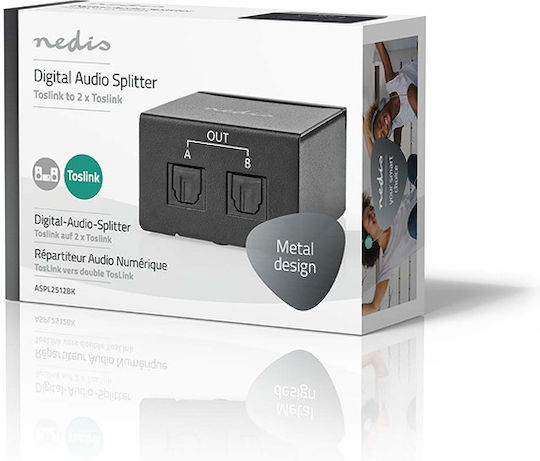 Nedis Μετατροπέας Toslink female σε Toslink 2x female 1τμχ ASPL2512BK