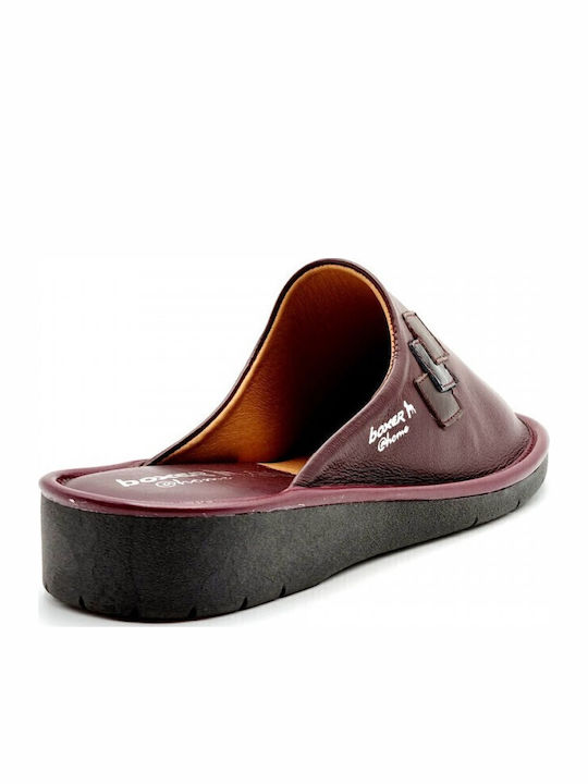 Leather Winter Women's Slippers Burgundy