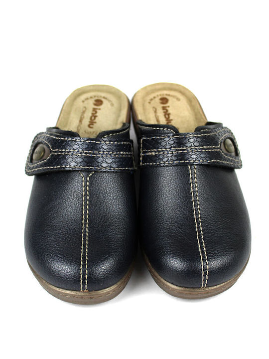 Anatomical Leather Women's Slippers Blue