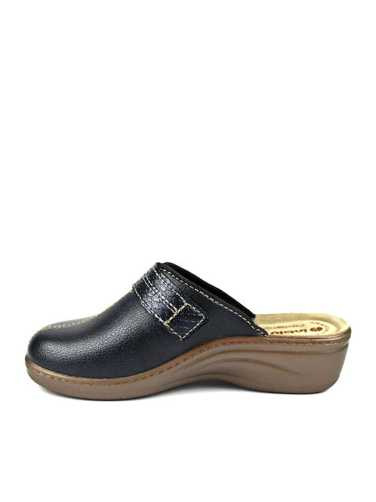 Anatomical Leather Women's Slippers Blue