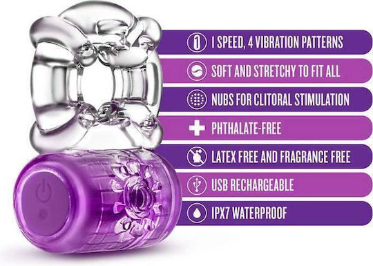 Blush Play With Me Pleaser C-Ring Vibrating Cock Ring Schwanz Silikon Purple