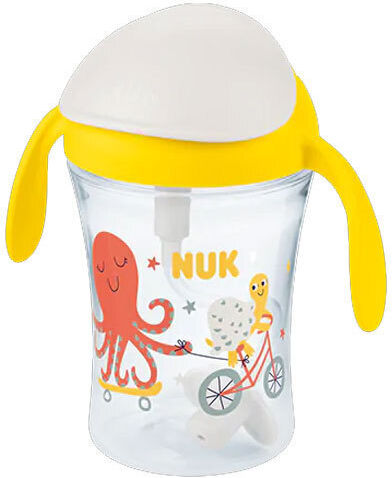 Nuk Baby Cup with Handles and Straw Motion Cup made of Plastic Yellow 230ml for 8m+m+ 10.255.639