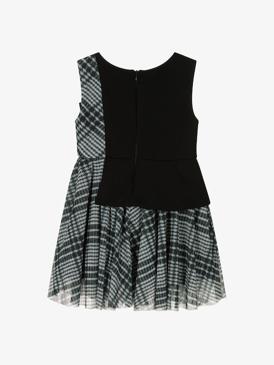 Lapin Kids Dress Tulle Checked Sleeveless Black