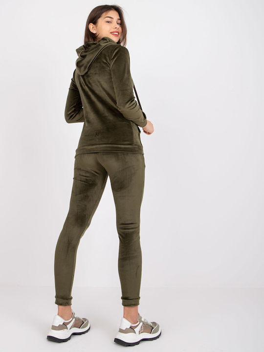 Relevance Damen-Sweatpants-Set Khaki Samt