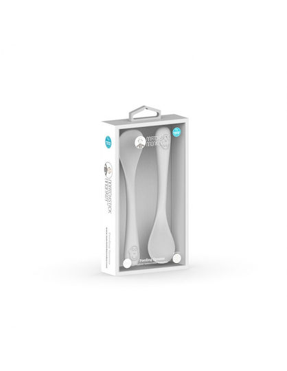 Matchstick Monkey Set pentru bebeluși cu Linguri din Silicon Cool Grey 2buc