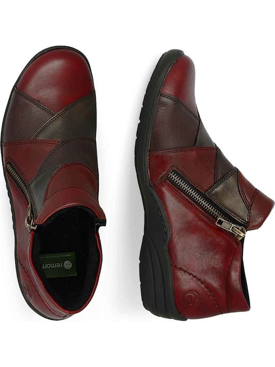 Leather Women's Ankle Boots Platform Burgundy