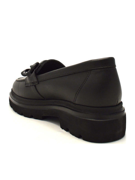 Leather Women's Moccasins in Black Color