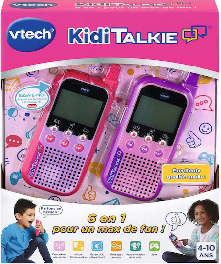 Vtech Kidi Walkie Talkie με Μονόχρωμη Οθόνη Σετ 2τμχ Σε Μωβ Χρώμα