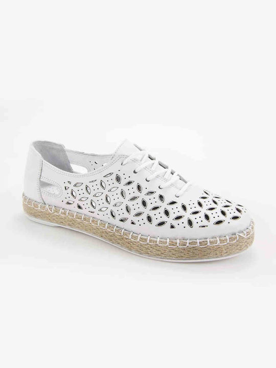 Lederne Damen Espadrilles in Weiß Farbe