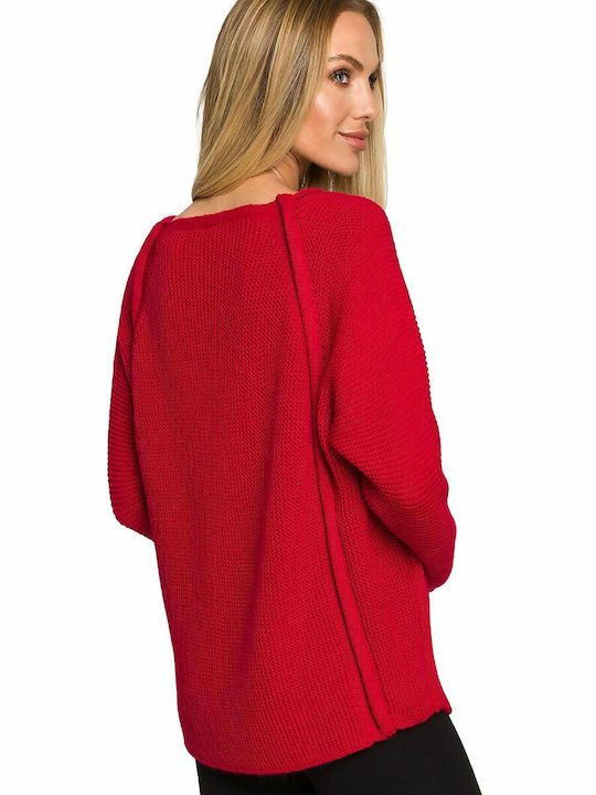 MOE Damen Langarm Pullover Rot