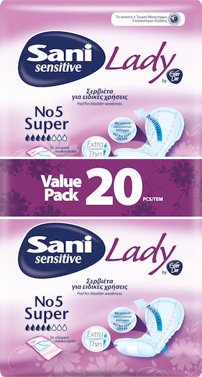 Sani Sensitive Lady Discreet Super No5 Women's Incontinence Pad Heavy Flow 6 Drops 240pcs