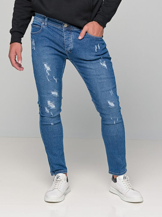 Blaue Herrenjeans mit Verschleiß DR4082