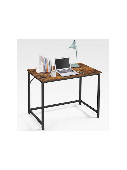 Schreibtisch Holz Rustic Brown / Black mit Metallbeinen 100x50x75cm