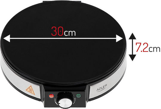 Adler Κρεπιέρα 30cm Μαύρη 1600W