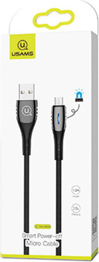 Usams US-SJ346 Braided / LED USB 2.0 to micro USB Cable Μαύρο 1.2m (SJ346USB01)