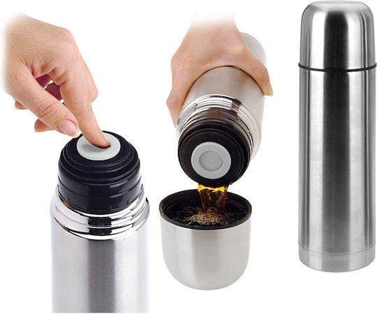 Excellent Houseware Μπουκάλι Θερμός Ανοξείδωτο 1lt Ασημί
