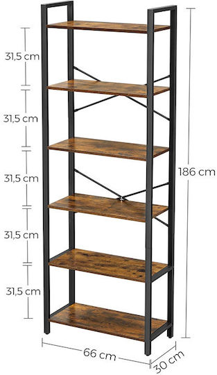Bibliotecă Leobert Maro Închis 66x30x186 cm
