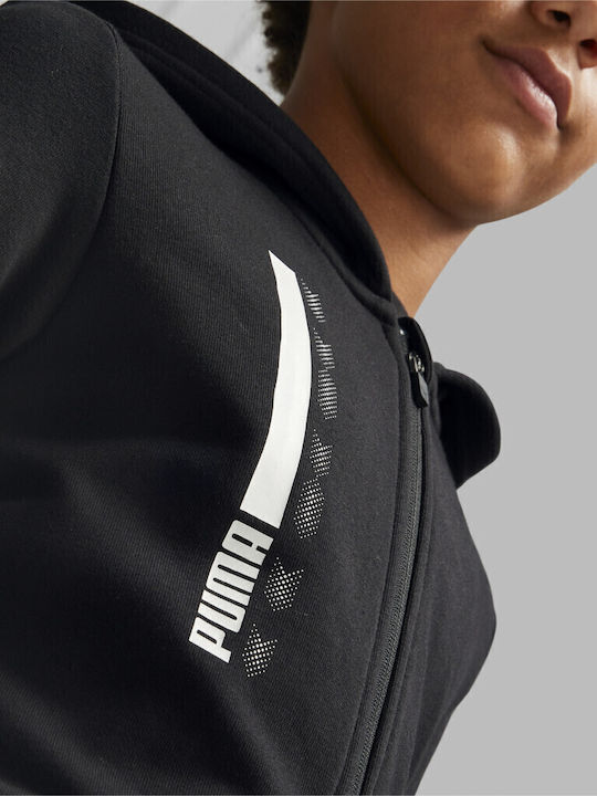 Athletic Kids Sweatshirt Cardigan Cotton with Hood Black Active Sports