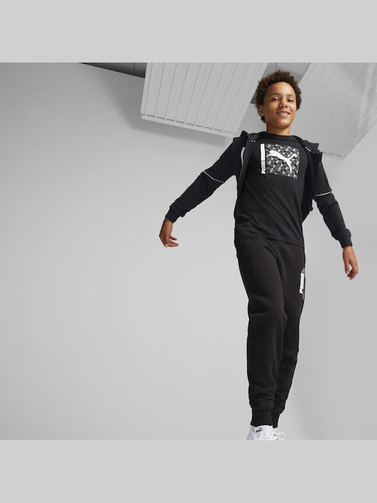 Athletic Kids Sweatshirt Cardigan Cotton with Hood Black Active Sports