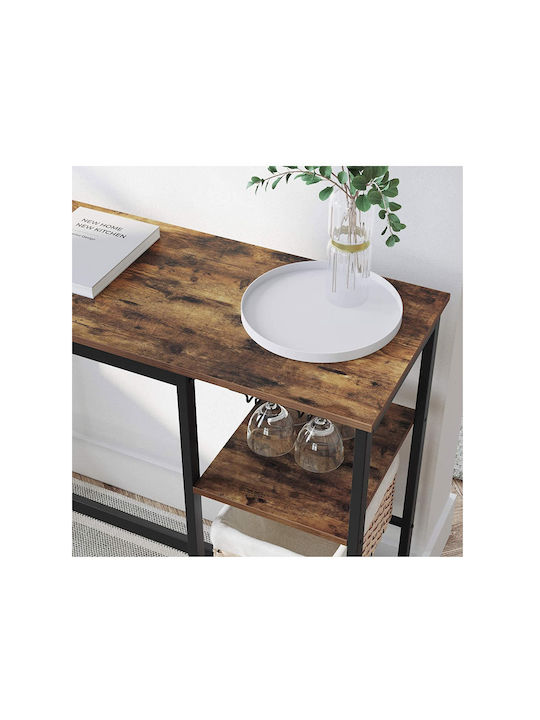 Table Bar Wooden with Metal Frame Dark Brown 110x40x90cm