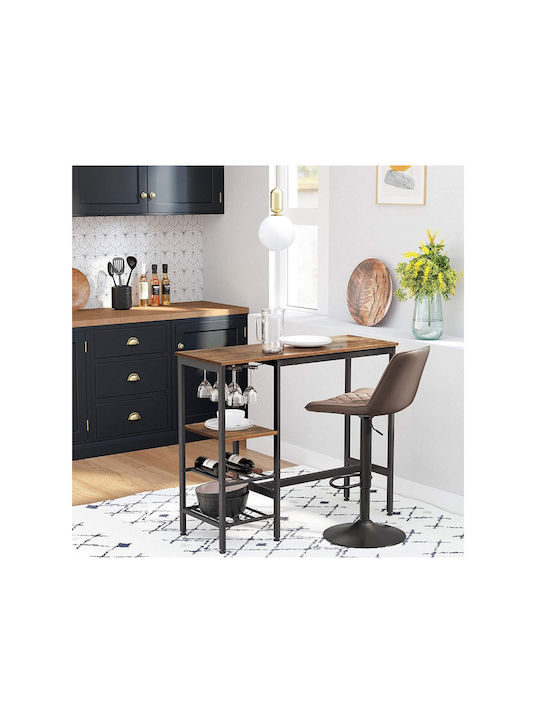 Table Bar Wooden with Metal Frame Dark Brown 110x40x90cm