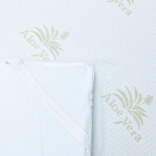 Como felt & wadding producers Mattress Topper Aloe Vera Double Memory Foam Infused with Aloe , Removable Cover & Elastic Straps 140x190x4cm