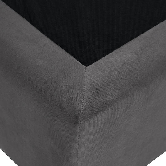 Malena Pat Single Tapitat Cu Catifea Gri Potrivit Pentru Saltea 90x200cm