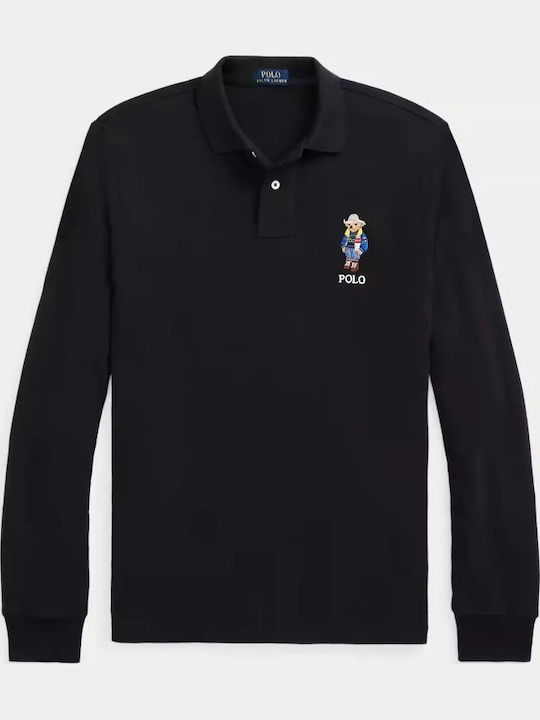 Polo Μπλούζα Μακρυμάνικη Μαύρη