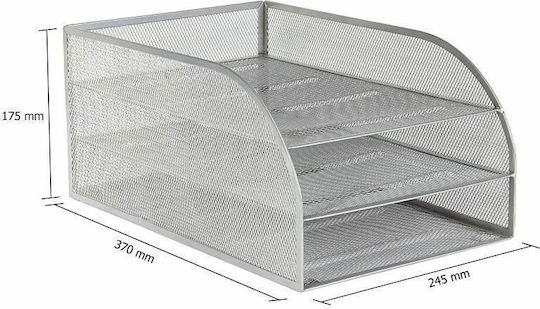 Osco Tavă pentru Documente Metalic cu 3 Rafturi Gri 37x17x24cm.