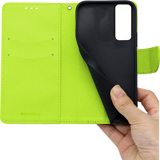 Sonique Trend Wallet Piele artificială Dark Blue / Acid Green (TCL 30 / 30+ / 30 5G - TCL 30 / 30+ / 30 5G)