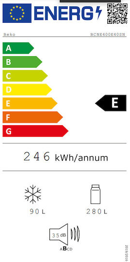 Beko Einbau-Kühl-Gefrierkombination 370 l NoFrost H 194 × B 69 × T 55,5 cm Weiß BCNE400E40SN