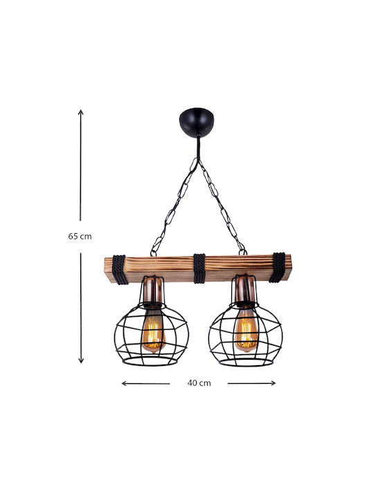 Megapap Marit Pendant Light Brown with Rope for Socket E27 65cm