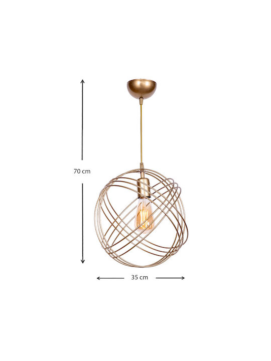 Megapap Phillipe Κρεμαστό Φωτιστικό Χρυσό με Ντουί E27 35x35x70εκ.