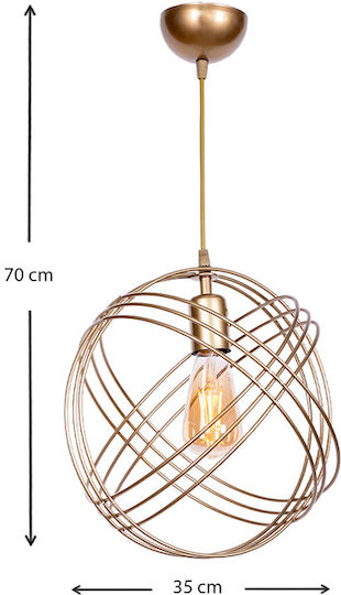Megapap Phillipe Hängelampe Gold mit Fassung E27 35x35x70cm.