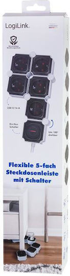 LogiLink Steckdosenleiste 5 Positionen mit Schalter und Kabel 1.5m
