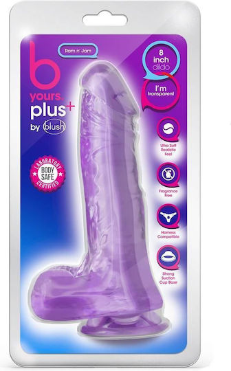 B Yours Plus Ram N' Jam Ρεαλιστικό Dildo με Όρχεις και Βεντούζα Μωβ 20cm