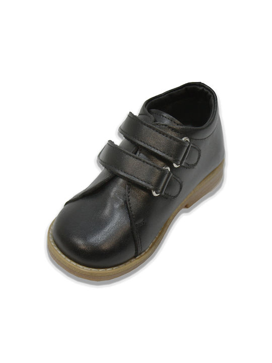 Children's anatomical leather anatomical boots in black color