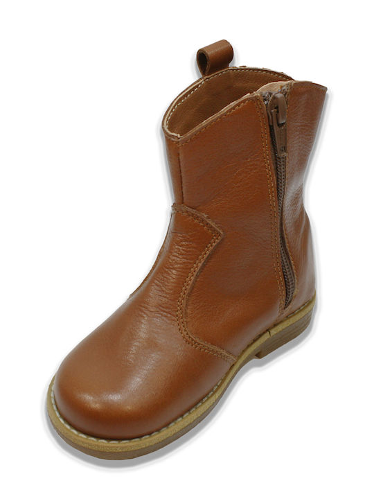 Children's anatomical leather anatomical boots in brown color