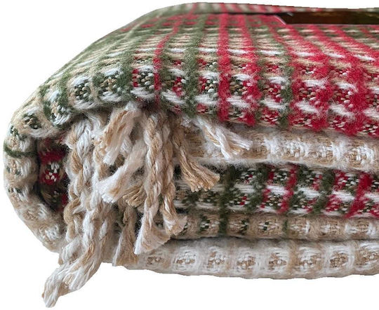 TnS Single Blanket 150x200cm Red / Green / Beige